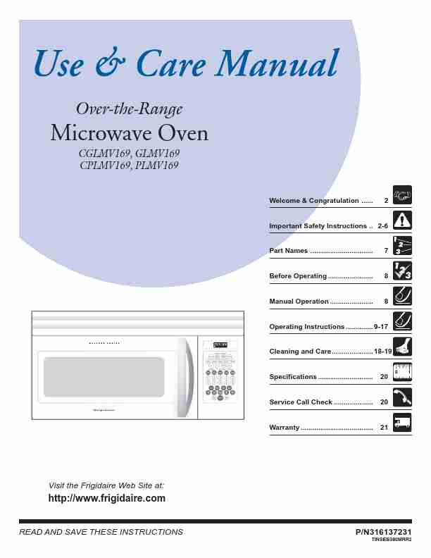 Frigidaire Microwave Oven CGLMV169, GLMV169, CPMLV169, PLMV169-page_pdf